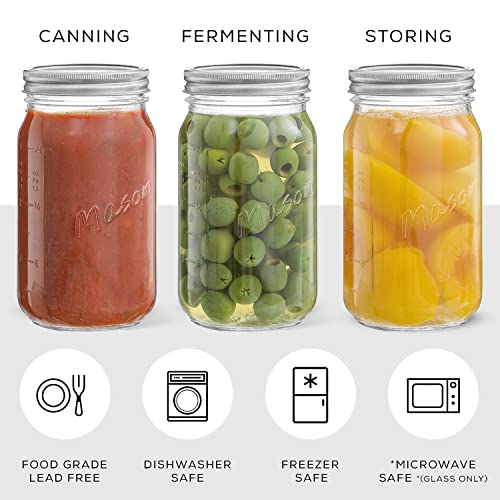 32 Oz Mason Jars With Lids (6 Count)