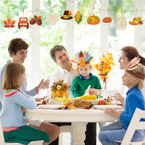 80PCS Wooden Thanksgiving Decoration Fall Ornaments to Paint Happy Thanksgiving Crafts Cutouts Unfinished (80 Count)