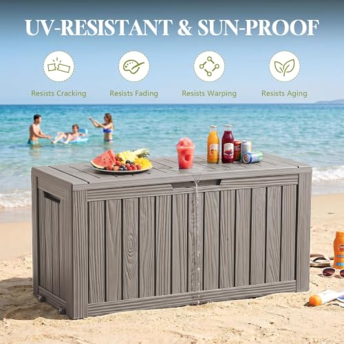 130 Gal Package Delivery Box Lockable Outdoor Storage Boxes Grey