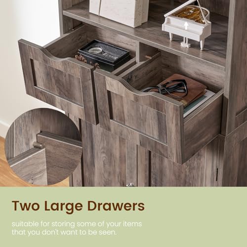 Tall Storage Cabinet with 2 Drawers & Adjustable Shelf