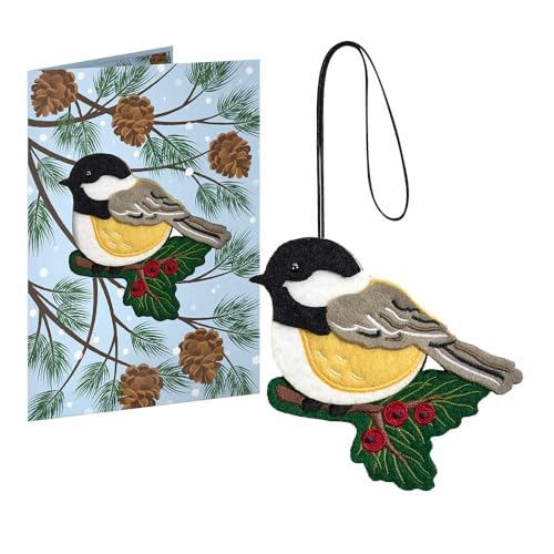 Winter Chickadee Christmas & Birthday Card with Notecard & Envelope