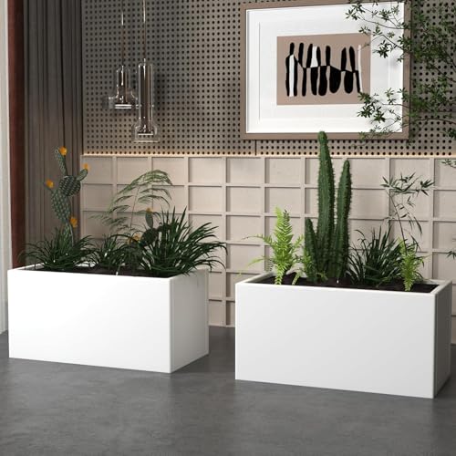White Steel Planter 32" L x 16" W x 16" H Rectangular Planter Box