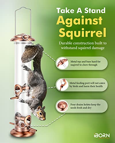 Bird Feeders for Outdoors 15" 4 Ports Chew