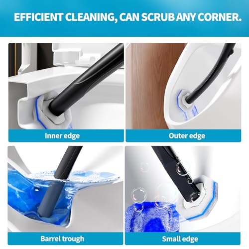 Disposable Toilet Brush with 50 Cleaner Refills Pads