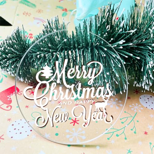20Pcs 4 Inch Clear Acrylic Christmas Ornaments Blank 2025 Unfinished Round Acrylic Christmas Ornaments for DIY Craft Hanging Ornaments for Christmas Tree Decoration Xmas Day Home Party Decorations (20 Count)