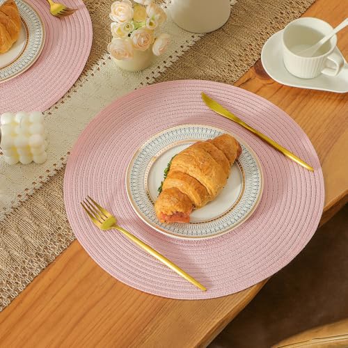 Round Placemats Heat and Slip Resistant Cotton Table Mats (6 Count)