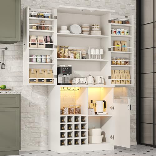 72" Tall Wine Bar Cabinet with LED Light
