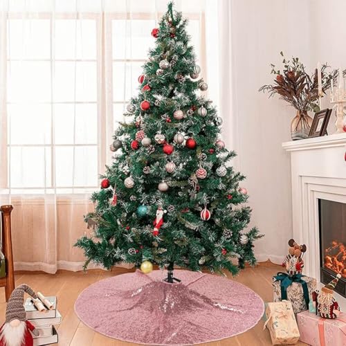 Sequin Tree Skirt 36 Inch Fuchsia Pink Ornament Christmas Decoration