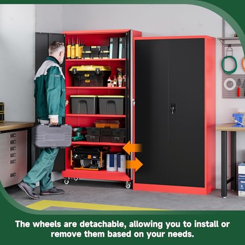 Metal Garage Storage Cabinets with Lock Door and Adjustable Shelves