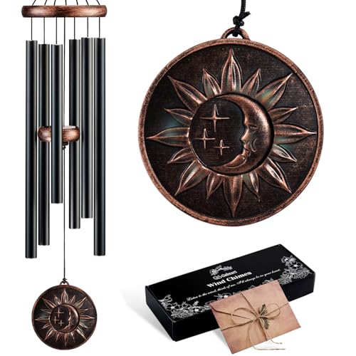34" Sun Moon Star Wind Chimes for Outside