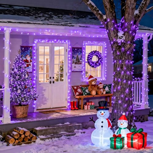 200 LED Purple String Lights Indoor Outdoor Clear Wire (66 Foot)