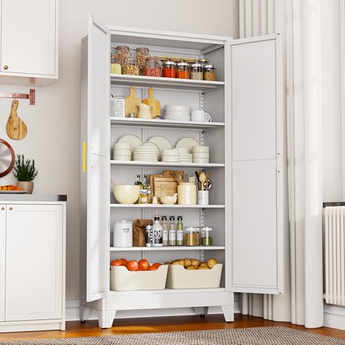 75" Metal Kitchen Pantry Cabinet