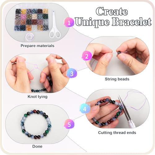 About 1200+ pcs 6mm Glass Beads Bracelet Making Kit Black and White (1200 Count)