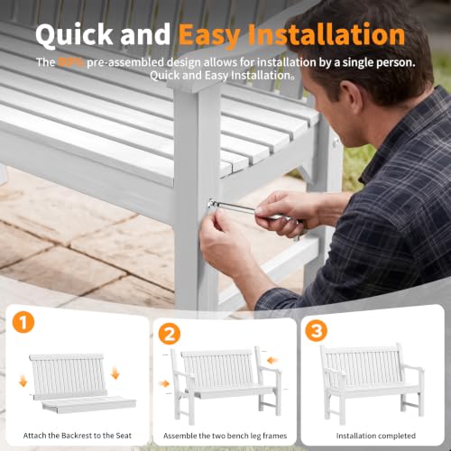 2 Person Outdoor Bench with 700 Lbs Weight Capacity