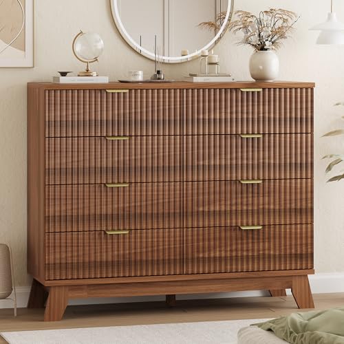 Fluted Dresser for Bedroom with 8 Drawers