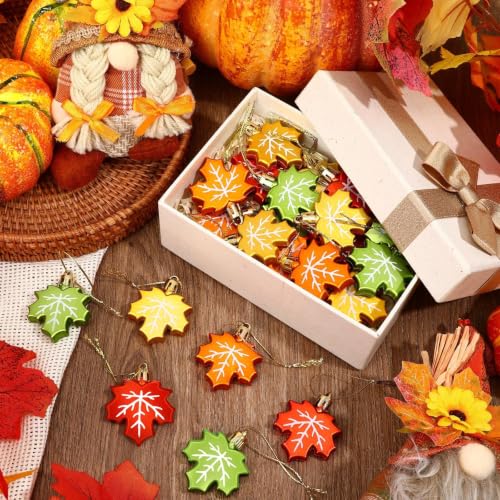 24Pcs Fall Thanksgiving Ornaments for Tree Leaf Hanging Decor (24 Count)