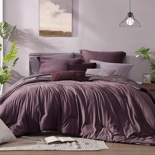 Queen Size Comforter Set 7 Pieces Italian Plum Bed in a Bag