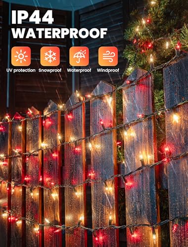 Red and Warm White Christmas Lights (13 Foot)