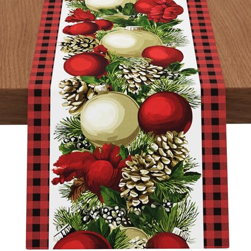 Table Runner for Christmas Decorations with Red and Black Buffalo