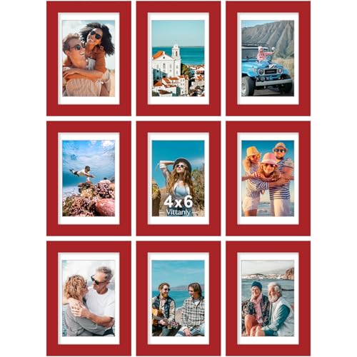 4x6 Picture Frames Set of 9 for Wall or Tabletop Display (9 Count)