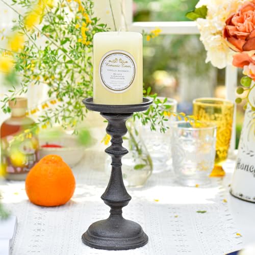 Rustic Cast Iron Pillar Candle Holder