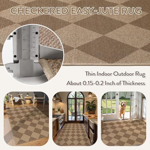 Checkered Easy Jute Indoor Outdoor Rug