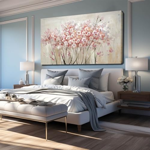Home Decor Pink Blossom Hand Painted 30x60 Inch Colorful Wall Art Large Canvas Wall Art for Living Room Bedroom Office Kitchen