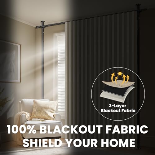100% Blackout Room Divider Curtains Sets Beige W100 x L96 in (2 Count)