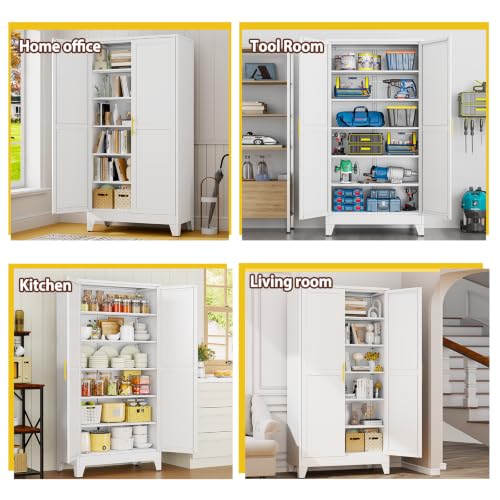 Metal 79“ Kitchen Pantry Cabinet