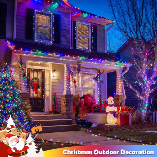 2 Pack Solar String Light 100LED 32.8ft 8 Modes Solar Christmas Lights Waterproof for Gardens (65.6 Foot)