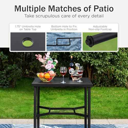 32" x 32" x 38" Bar Height Outdoor Table Square for 4 Metal Black