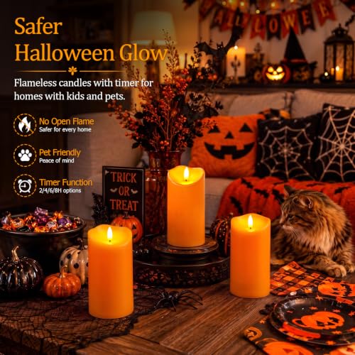 Halloween Orange Waterproof LED Candles (2 Count)