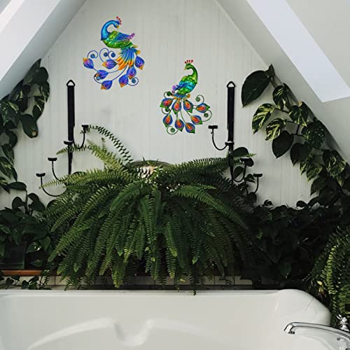 Metal Peacock Bird Wall Decor Outdoor Wall art (2 Count)