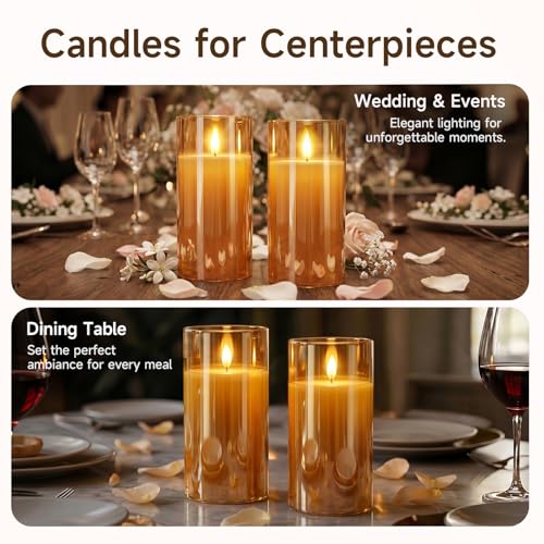 Amber Glass Flameless Candles (2 Count)