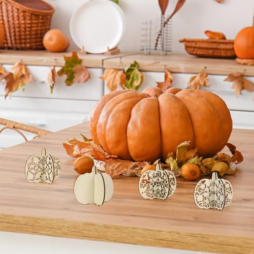 DIY 3D Fall Pumpkin Wood Crafts to Paint for Kids Adults (24 Count)