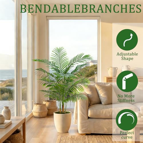 Artificial Palm Tree Indoor Plant 5FT Tall Fake Tropical Palm Tree in Pot
