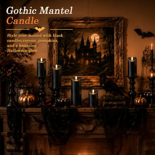 Halloween Black Waterproof LED Candles with Remote Timer