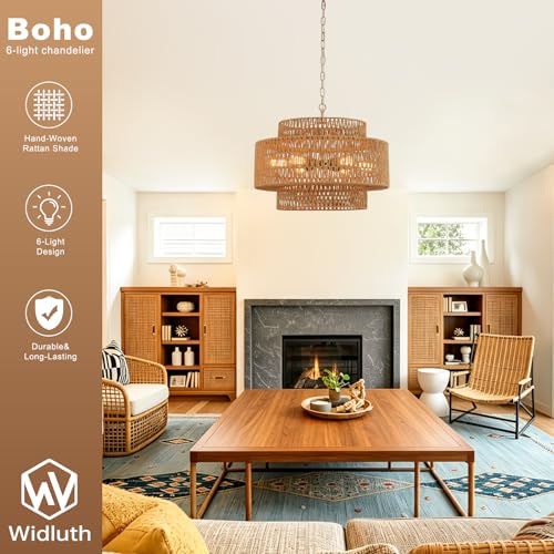 23.6" Gold Rattan Chandelier (6 Count)