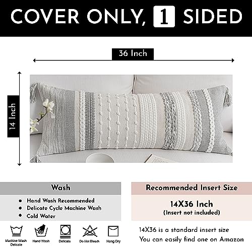 Gray Decorative Lumbar Pillow Cover 14x36