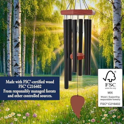 Memorial Wind Chimes for Outside 30 inch Black Sympathy Gift Decor Outdoor