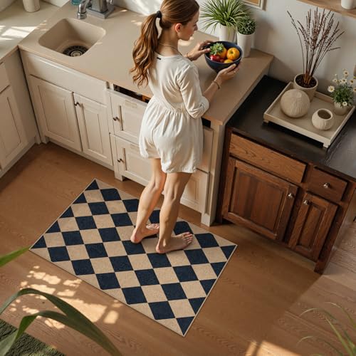 Checkered Easy Jute Non Slip Front Door Mat