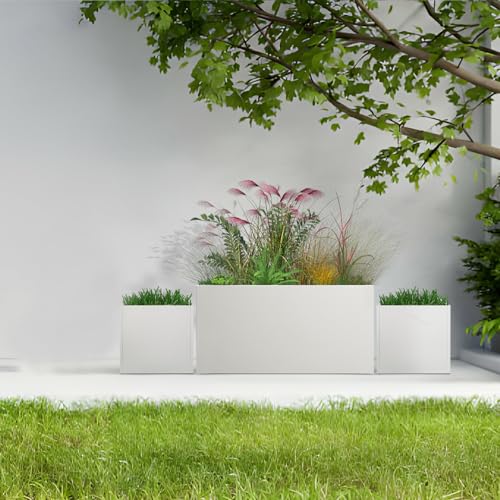 White Steel Planter 32" L x 16" W x 16" H Rectangular Planter Box