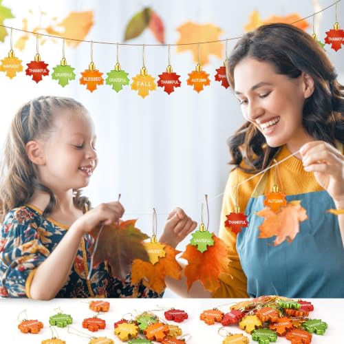 24 Pcs Fall Tree Ornaments Maple Leaf Thanksgiving Decorations (24 Count)