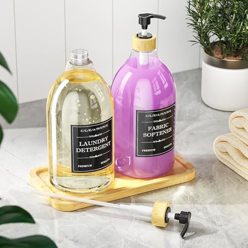 Liquid Laundry Detergent Dispenser with Bamboo Tray (64 Fl Oz)