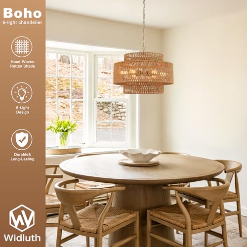 23.6" Gold Rattan Chandelier (6 Count)