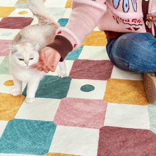Corner Rug Washable Kids Rug Colorful Reading Nook Mat Confetti (25 Sq Ft)
