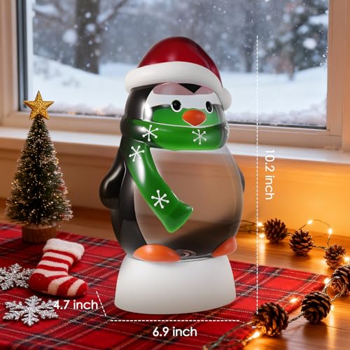 Christmas Snow Globe Penguin Lighted Musical Glitter Globe Battery Operated or USB Powered with Timer Water Glittering Snowing Globe for Christmas Party Home Table Decorations Gifts