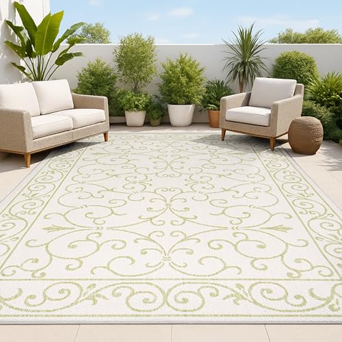 Vintage Filigree Indoor Outdoor Area Rug 4X6 Cream