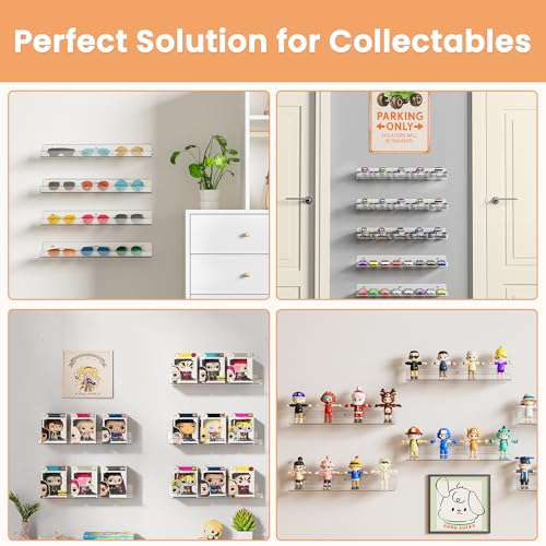 4 Pcs 15" Acrylic Shelves for Wall Storage and Organizer (4 Count)
