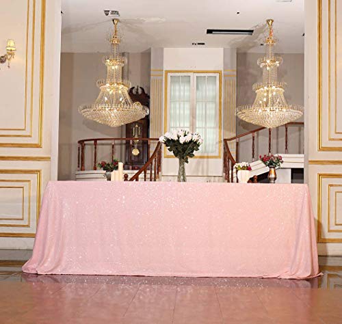 Sequin Tablecloth 60x120 Inch Pink for Birthday Wedding Party